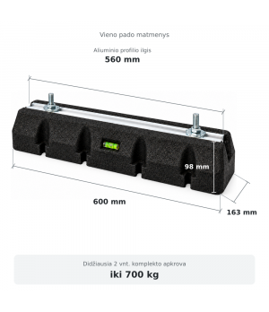 Antivibracinis guminis padas 600x163x98 mm